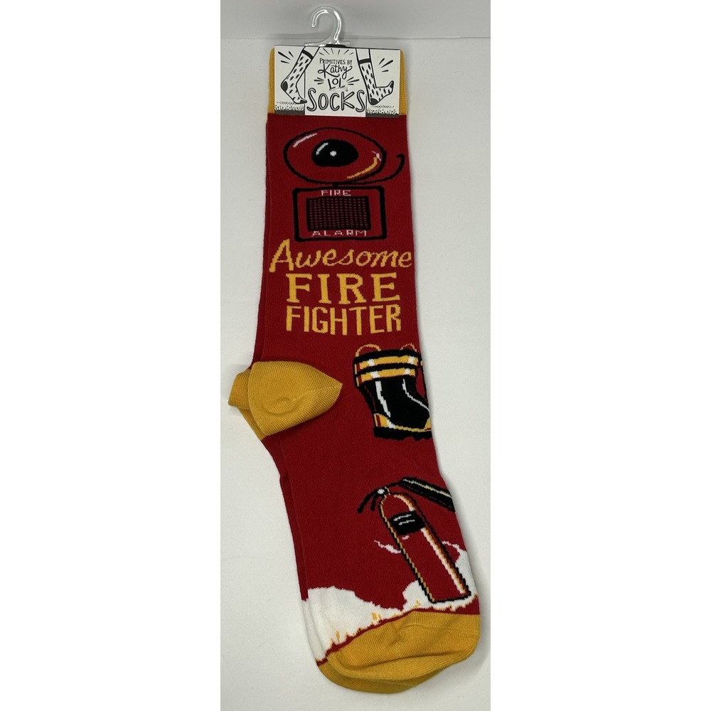 Firefighter Socks Primitives By Kathy LOL Socks Awesome Unisex NWT